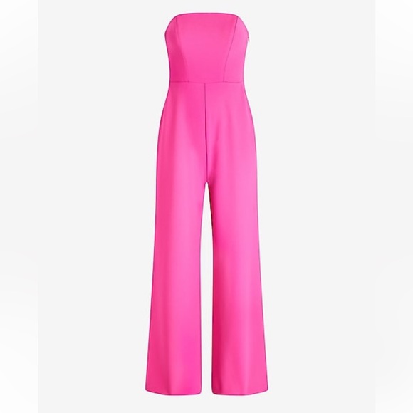 FLATTERING! Express One Piece Wide Leg Strapless - Hot Pink- Size Medium. - Picture 2 of 12